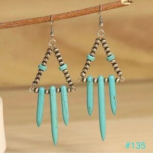 #135 | Navajo Pearl, Turquoise Drop Dangle Earrings